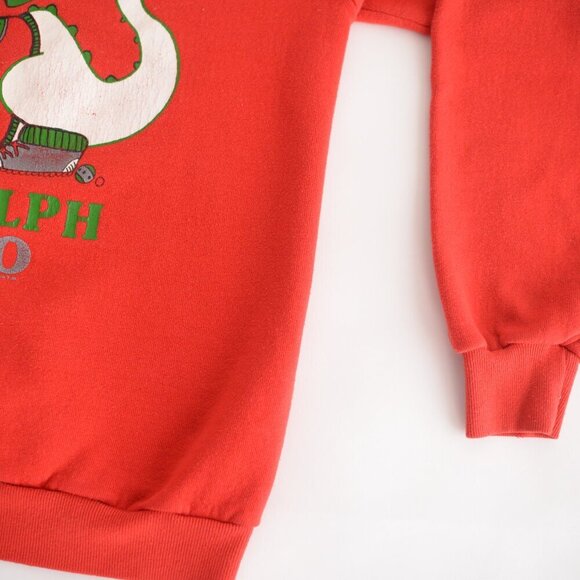 Vintage Red Christmas Crew Rudolph Dino Festive Holiday Ugly Sweater Large - Picture 6 of 11